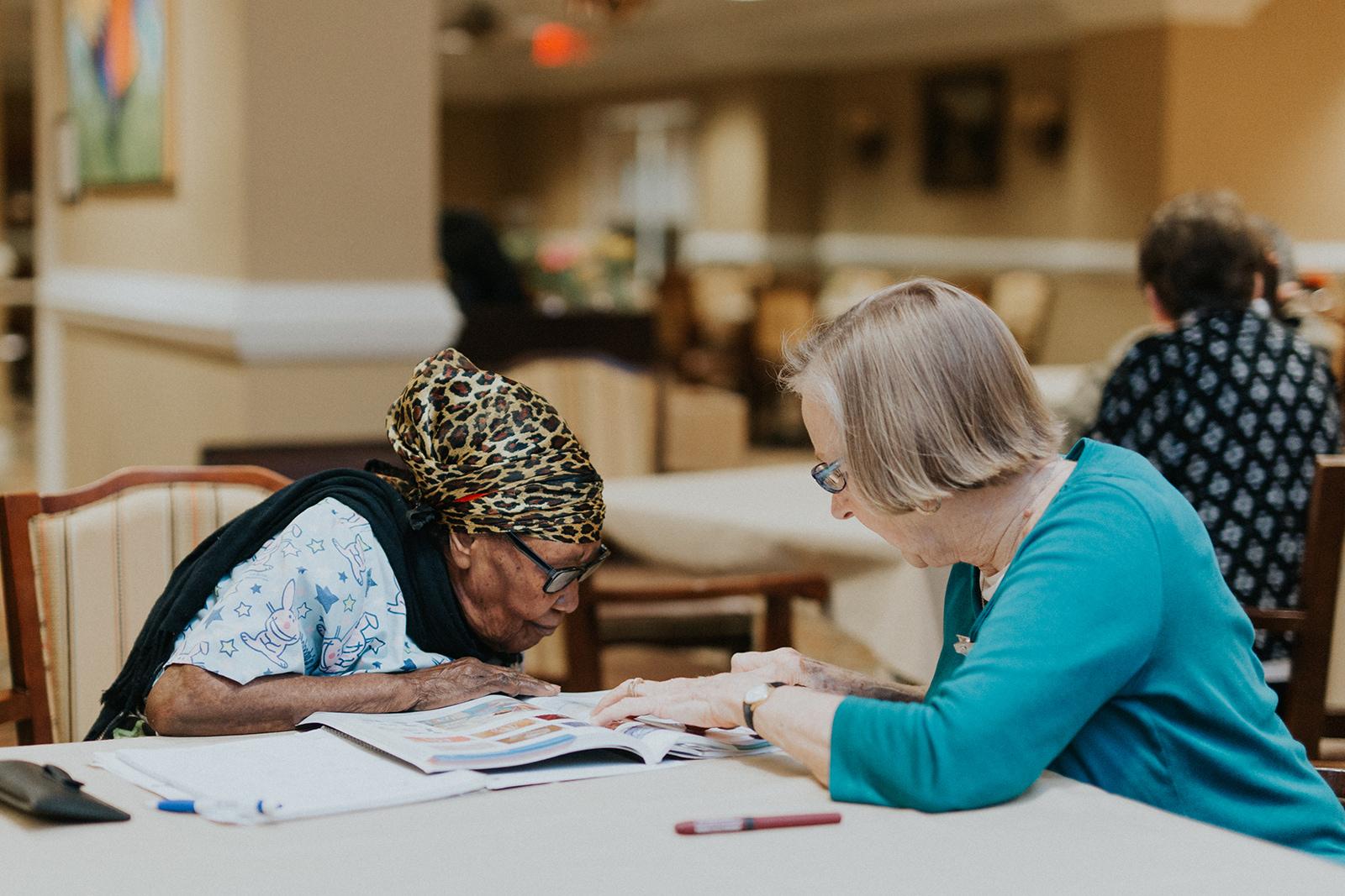 Roza concentrates on her lesson